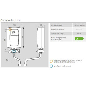 Elektryczny podgrzewacz wody przepływowy KOSPEL EPS2 TWISTER jednofazowy